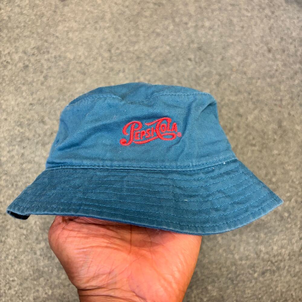 Pepsi Cola Iconic Apparel Blue Bucket Hat Embroidered Logo Cotton Y2K